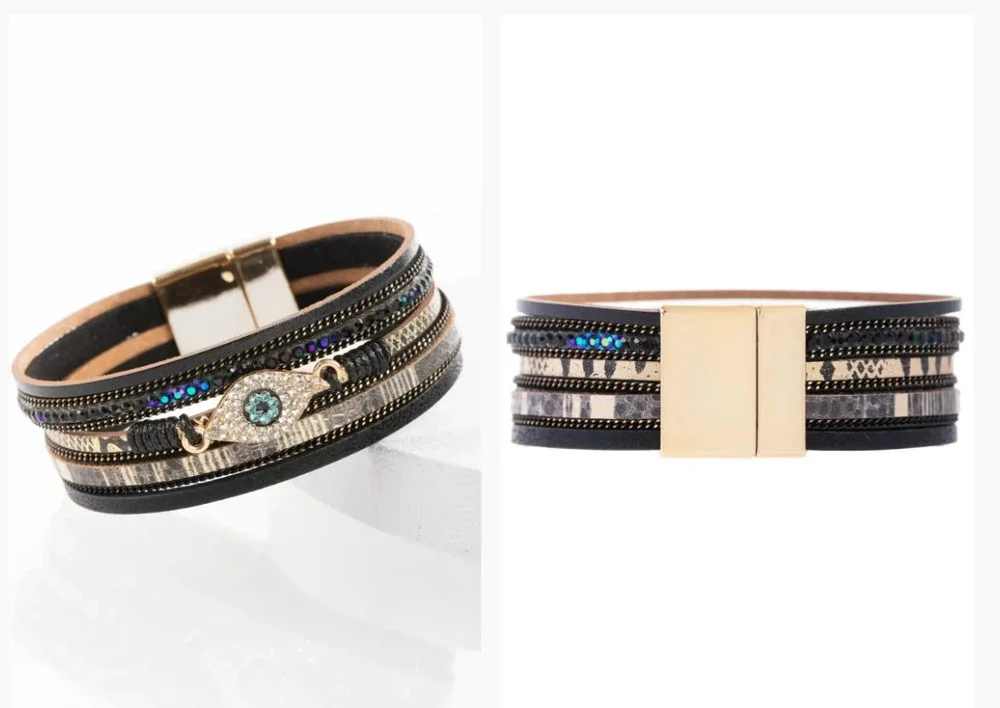 SA6 | Saachi Evil Eye Bracelet | Black | One Size
